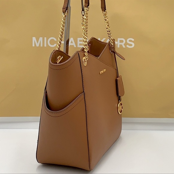 MICHAEL KORS LARGE X CHAIN LOGO SHOULDER BAG BROWN - Picture 2 of 16